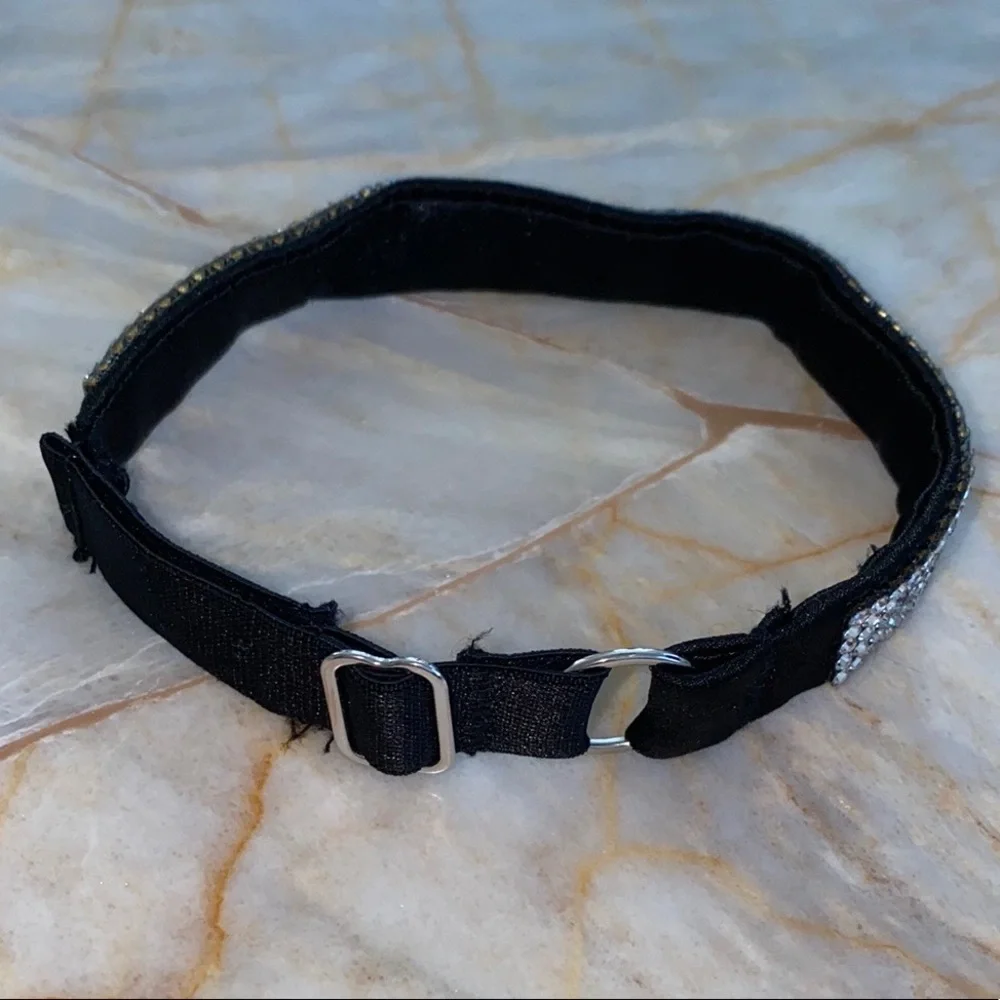 Glam Cat Collar Silver Bling Rhinestone Crystals Pull On‎ Style Adjustable